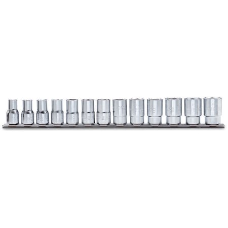Beta 920A/SB13 Set of 13 1/2 in Drive 6-Point Hand Sockets on Rail, Metric 10mm-12mm 009200040